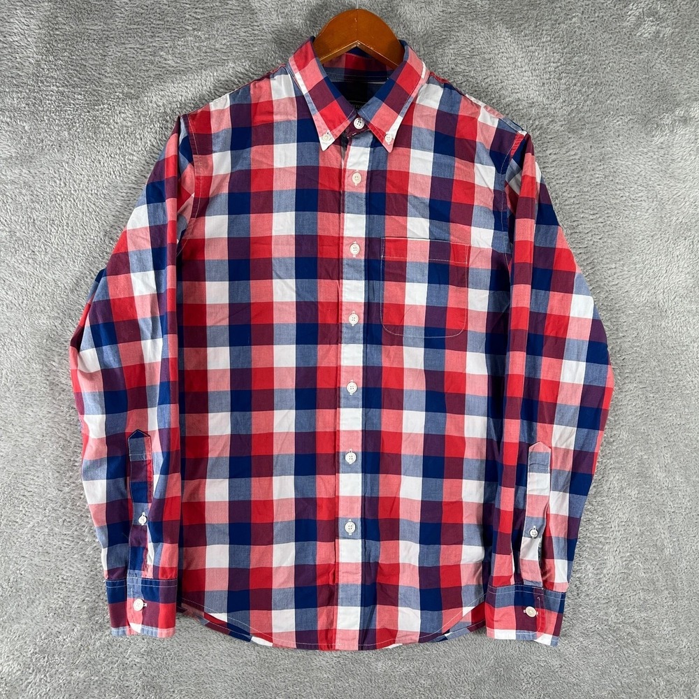Abercrombie‎ & Fitch Button Down Shirt Mens Small Red Plaid Preppy Classic Woven